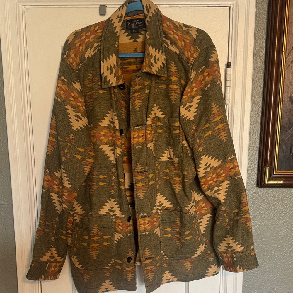Pendleton Men's Olive and Tan Patterned Shirt Jacket